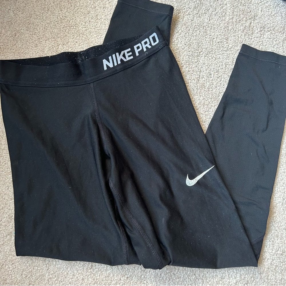Nike Pro Leggings - black with white nike details, fits like size XS/S